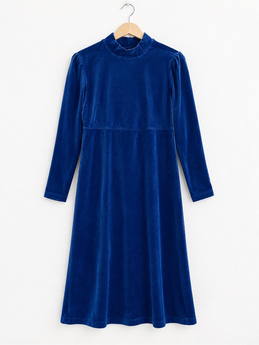 Like New L.L. Bean Royal Blue Velvet Long Sleeve Dress